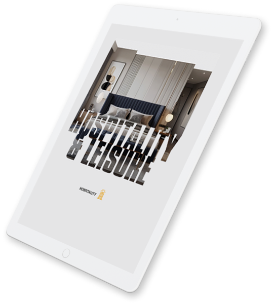 Immagine della brochure di IPI di hospitality, con il testo "hospitality&leisure"