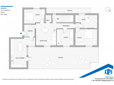 Quadrilocale con terrazzo in Via D. Carafa 58, Napoli (NA)